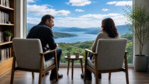 A chaplain in quiet conversation — The Irish Chaplain, Denis Lynch