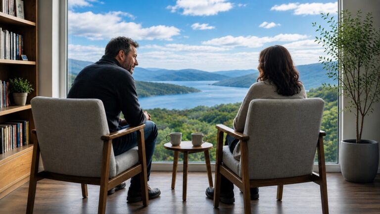 A chaplain in quiet conversation — The Irish Chaplain, Denis Lynch